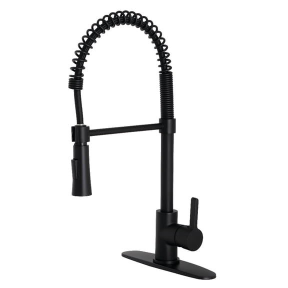 Gourmetier LS8670CTL Continental Single-Handle Deck-Mount Pre-Rinse Kitchen Faucet, Matte Black