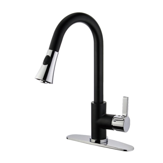 Kingston Brass LS8727CTL Continental Single-Handle Pull-Down Kitchen Faucet in Matte Black/Polished Chrome