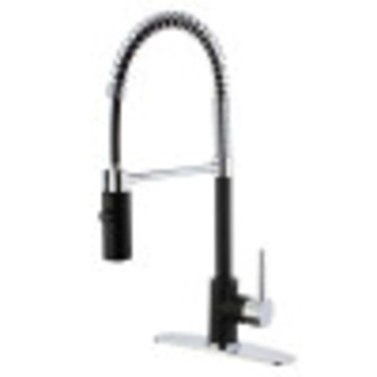 Matte Black and Chrome Single-Handle Pre-Rinse Kitchen Faucet