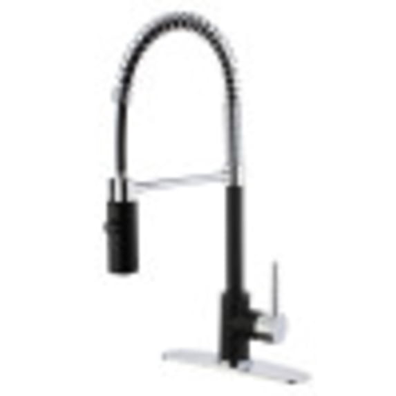 Gourmetier LS8777DL Concord Single-Handle Pre-Rinse Kitchen Faucet, Matte Black/Polished Chrome