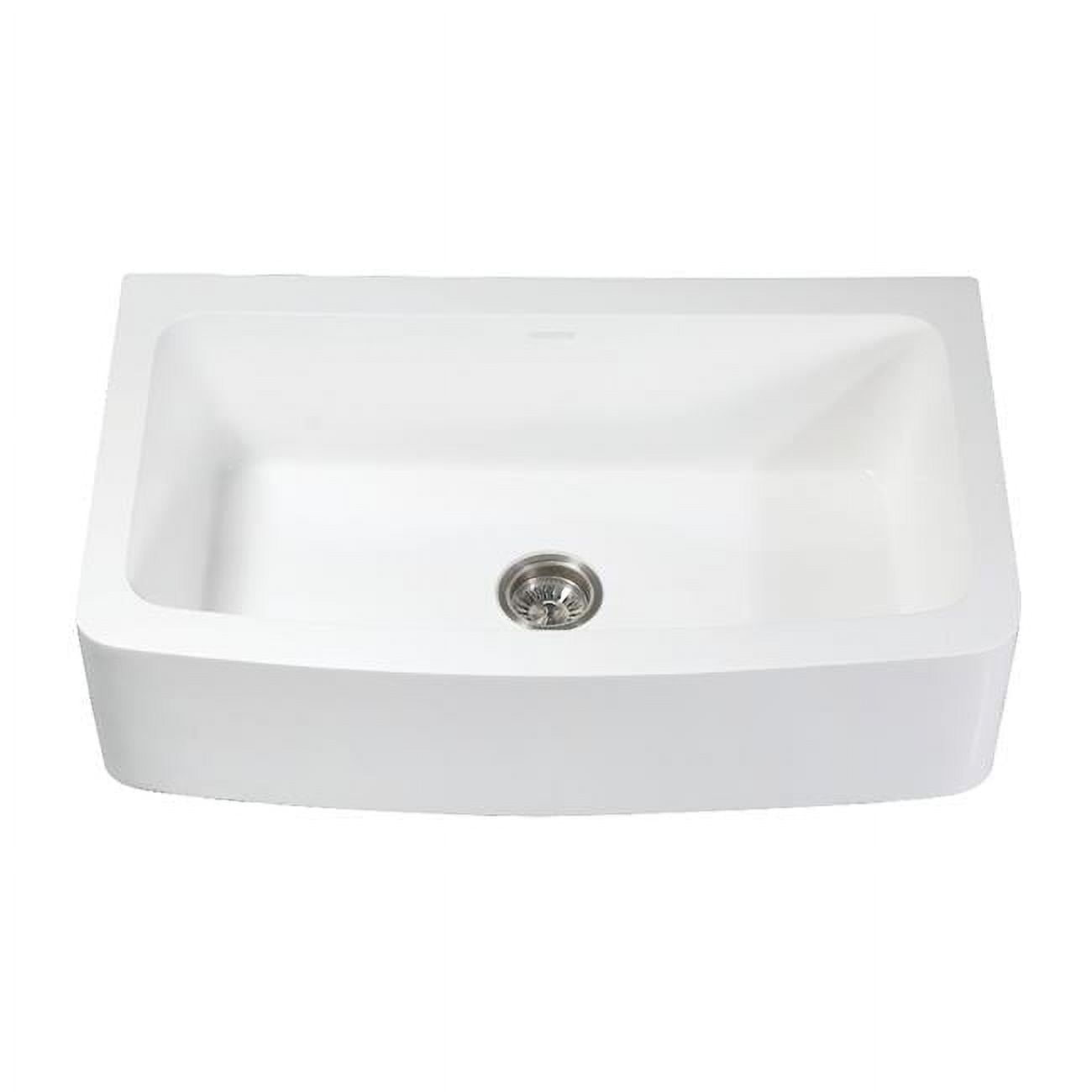 Gourmetier  Modern Solid Surface 36 x 22 in. Farmhouse Single Bowl Kitchen Sink - Matte White