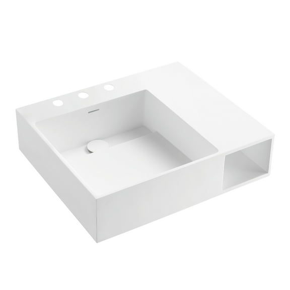 Gourmetier VPB3248SQA Modern 24-Inch Solid Surface Console Sink (8-Inch, 3-Hole) in Matte White