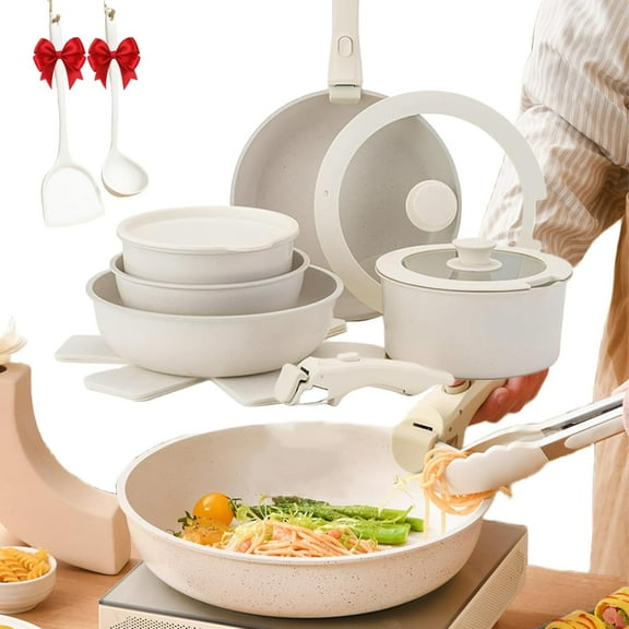 Gourmetific Cookware Set, 5/11/15 Piece Gourmetific Cookware Detachable Handle Set, Pots and Pans Set Non Stick Detachable Handle, Oven Safe, Super Easily Clean (11 Pcs)