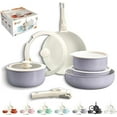 thumbnail image 1 of Gourmetific Cookware Set, Gourmetific Cookware Set Stackables With Removable Handle, 5/9/11/15 Piece, Oven Safe, Easily Clean, for Kitchen (Purple,5Pcs), 1 of 9