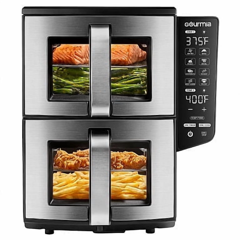 Gourmia 11 Qt Dual Basket Air Fryer with Smart Finish and 4-Layer