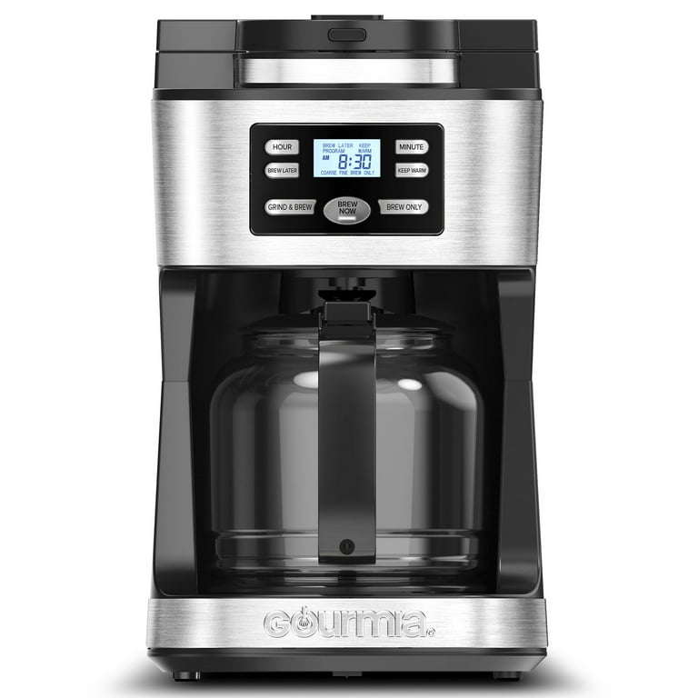 Gourmia Grind & Brew Coffee Maker with Integrated Grinder Black 12 Cups (G)
