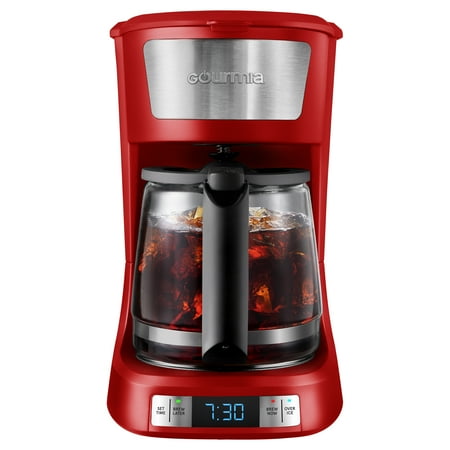Gourmia 12 Cup Programmable Hot & Iced Coffee Maker with Keep Warm Feature - Red, New