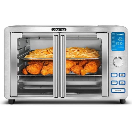 Gourmia 2-Basket Air Fryer, Silver - Digital Display