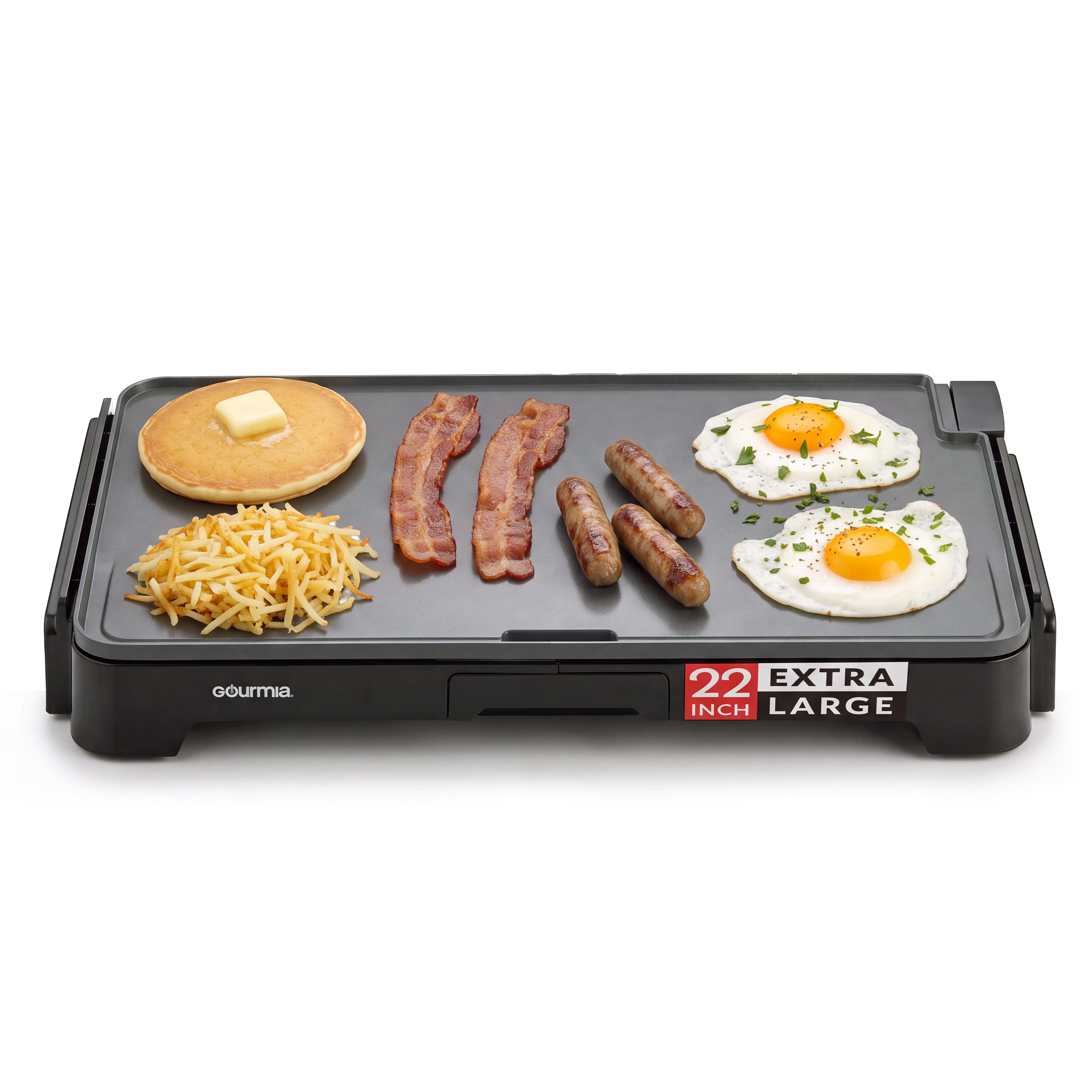 Gourmia 22 Inch Ceramic Nonstick Electric Griddle with Adjustable Temperature, Gray