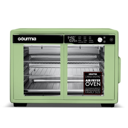 Gourmia 25 Qt  French Door Digital Air Fryer Oven, 12 Presets, 1700W, Green