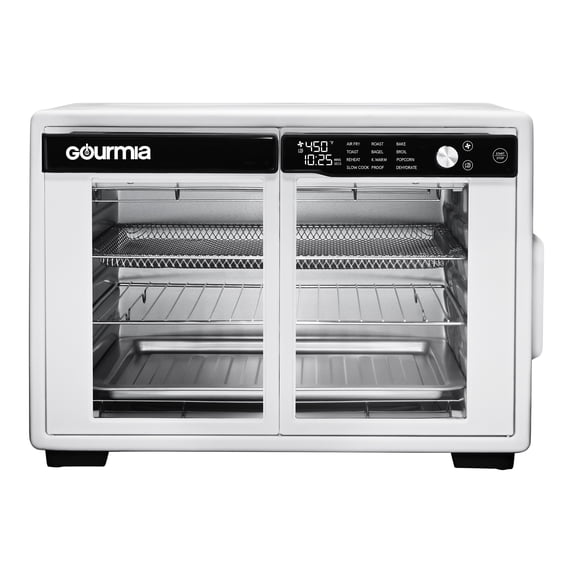 Gourmia 37 Qt Air Fryer French Door Toaster Oven, 9-Slice Capacity, 12 Cooking Presets, White