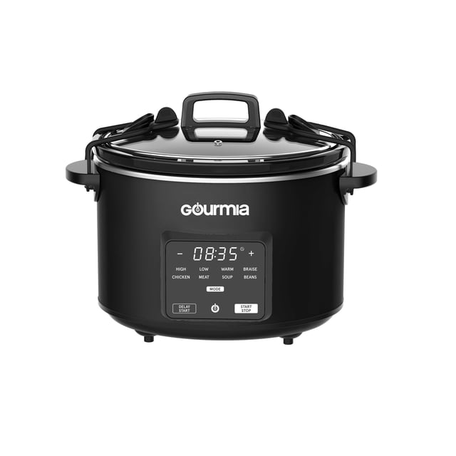 Gourmia Programmable Slow Cooker 4.5 Qt with Digital Controls and Auto Keep Warm, Black