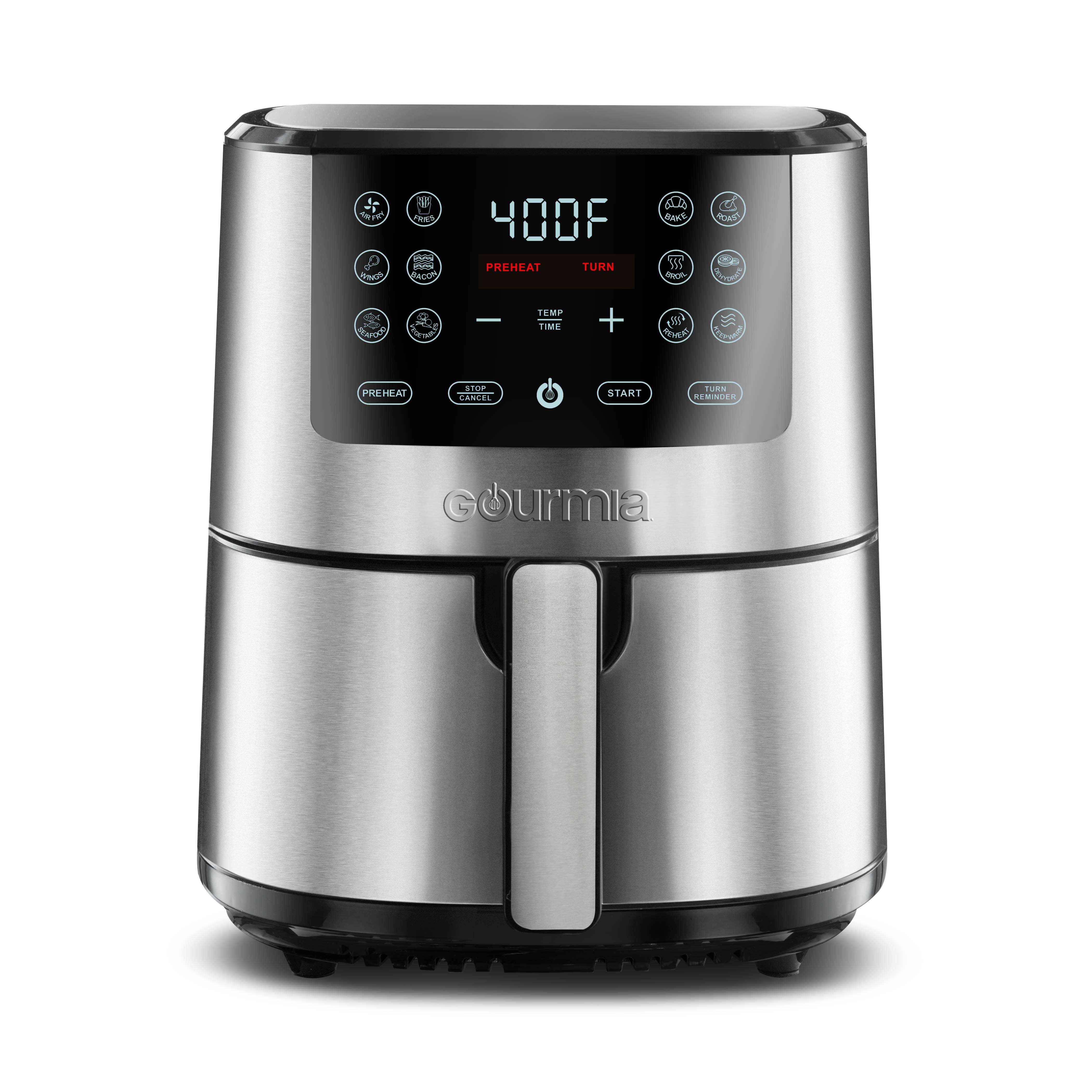 Gourmia 4-Qt Digital Air Fryer with Guided Cooking, Easy Clean, Stainless  Steel, 12.5 High, New 