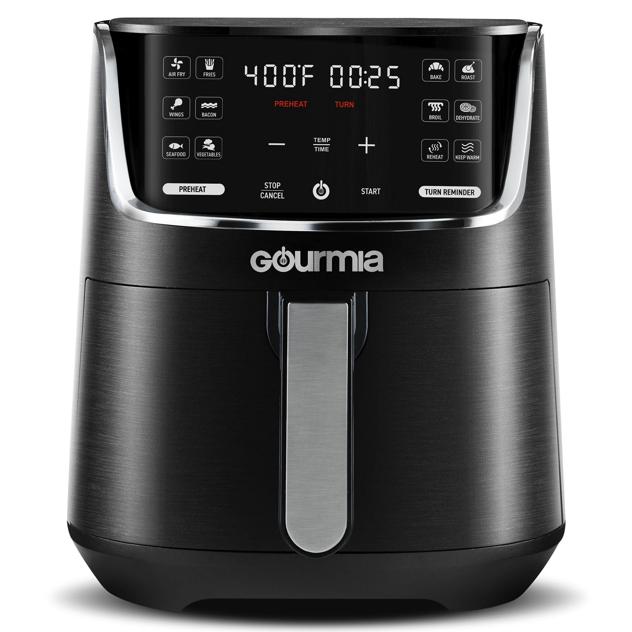 Air Fryers, Gourmia GAF778 Digital Air Fryer - No Oil Healthy Frying - 12  One-Touch Cooking Functions - Guided Cooking Prompts - Easy Clean-Up - 7- Quart Basket - Recipe Book Included