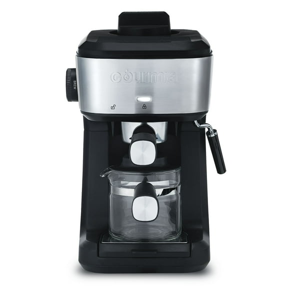Gourmia 4-Shot Steam Espresso, Cappuccino, and Latte Maker with Frothing Wand, Black, New