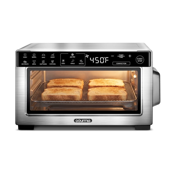 Gourmia 4-Slice Air Fryer Toaster Oven — Digital Countertop Oven with 12 Presets, Stainless Steel