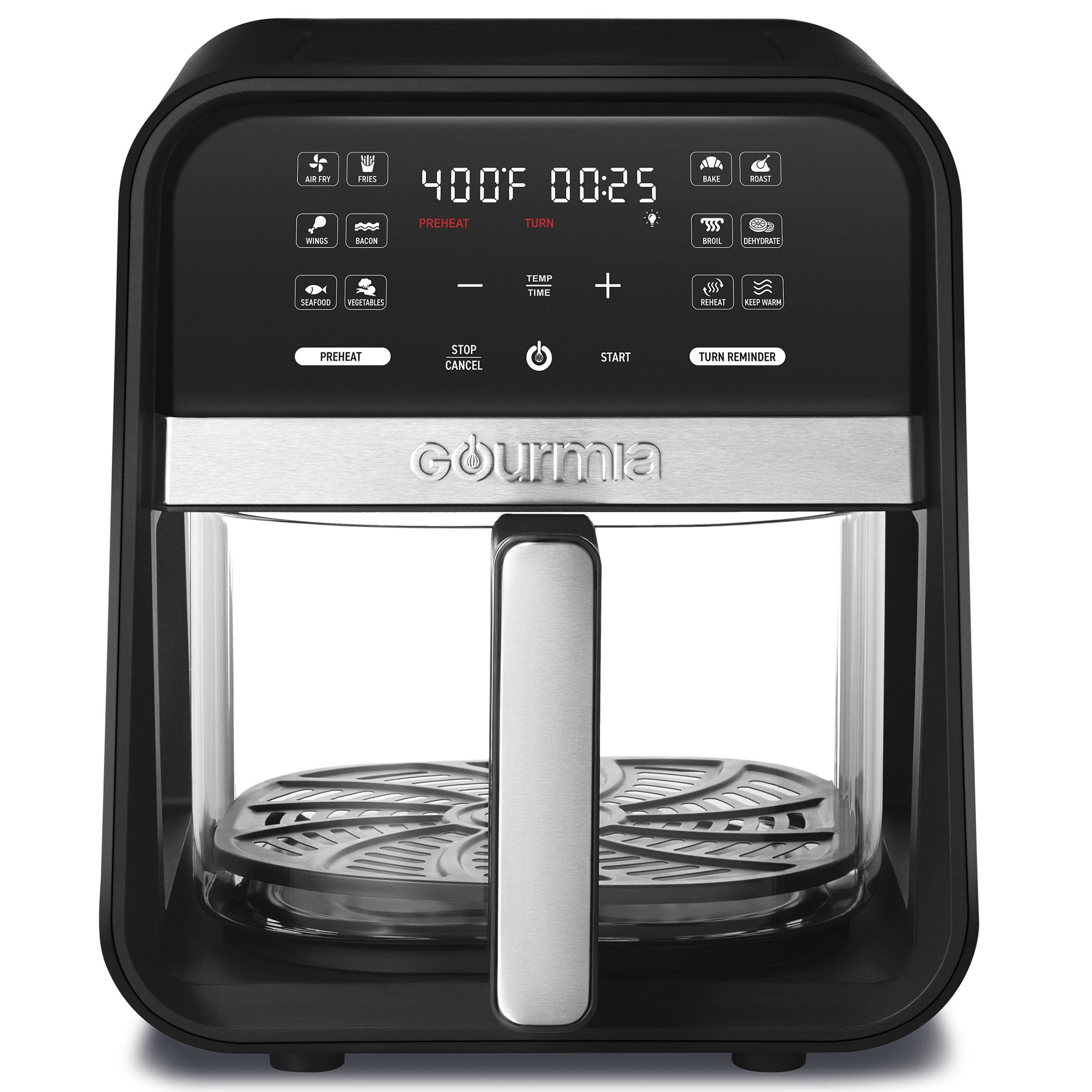 Gourmia 7-Quart Digital Air Fryer with Glass Basket and 12