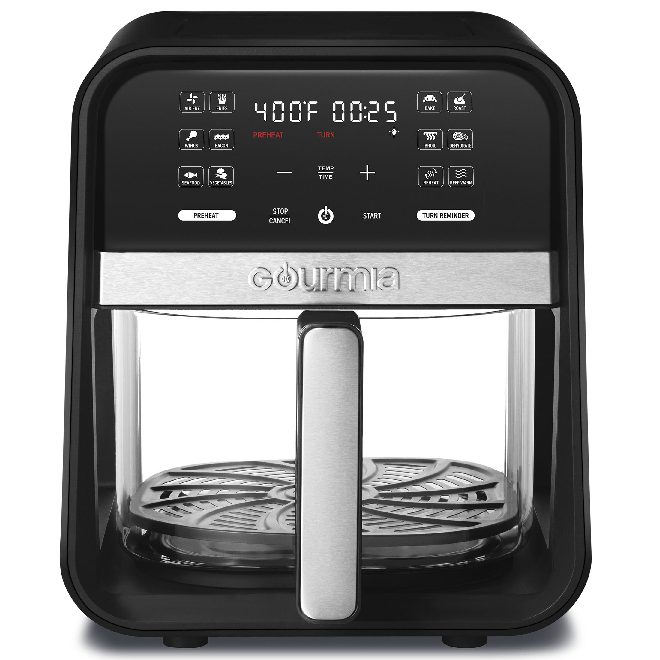 Gourmia 7-Quart Digital Air Fryer with Glass Basket and 12