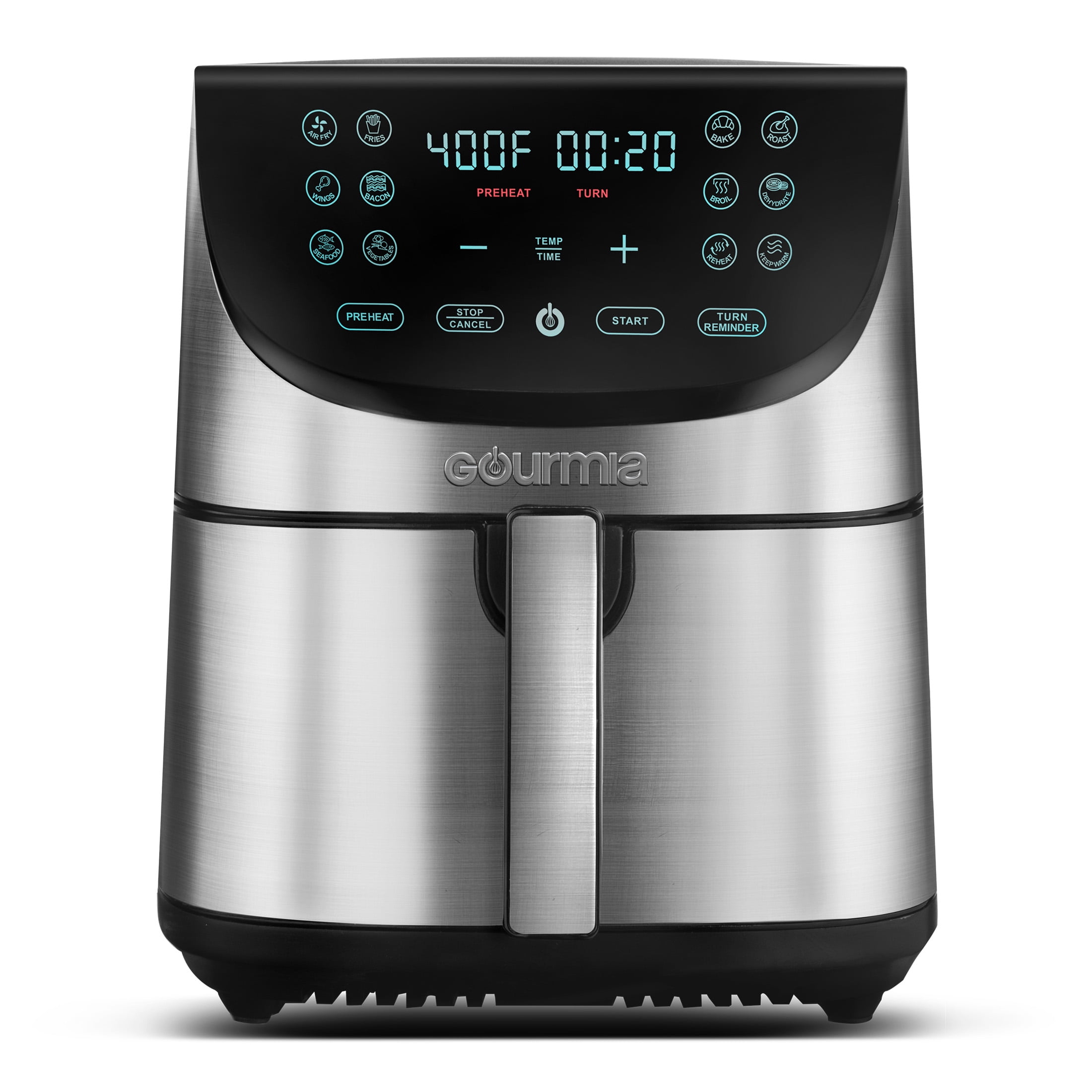 Air Fryers, Gourmia GAF518 Stainless Steel 5 Qt Digital Air Fryer- No Oil  Healthy Frying - Display with 8 Presets - 1500 Watt - Recipe Book Included