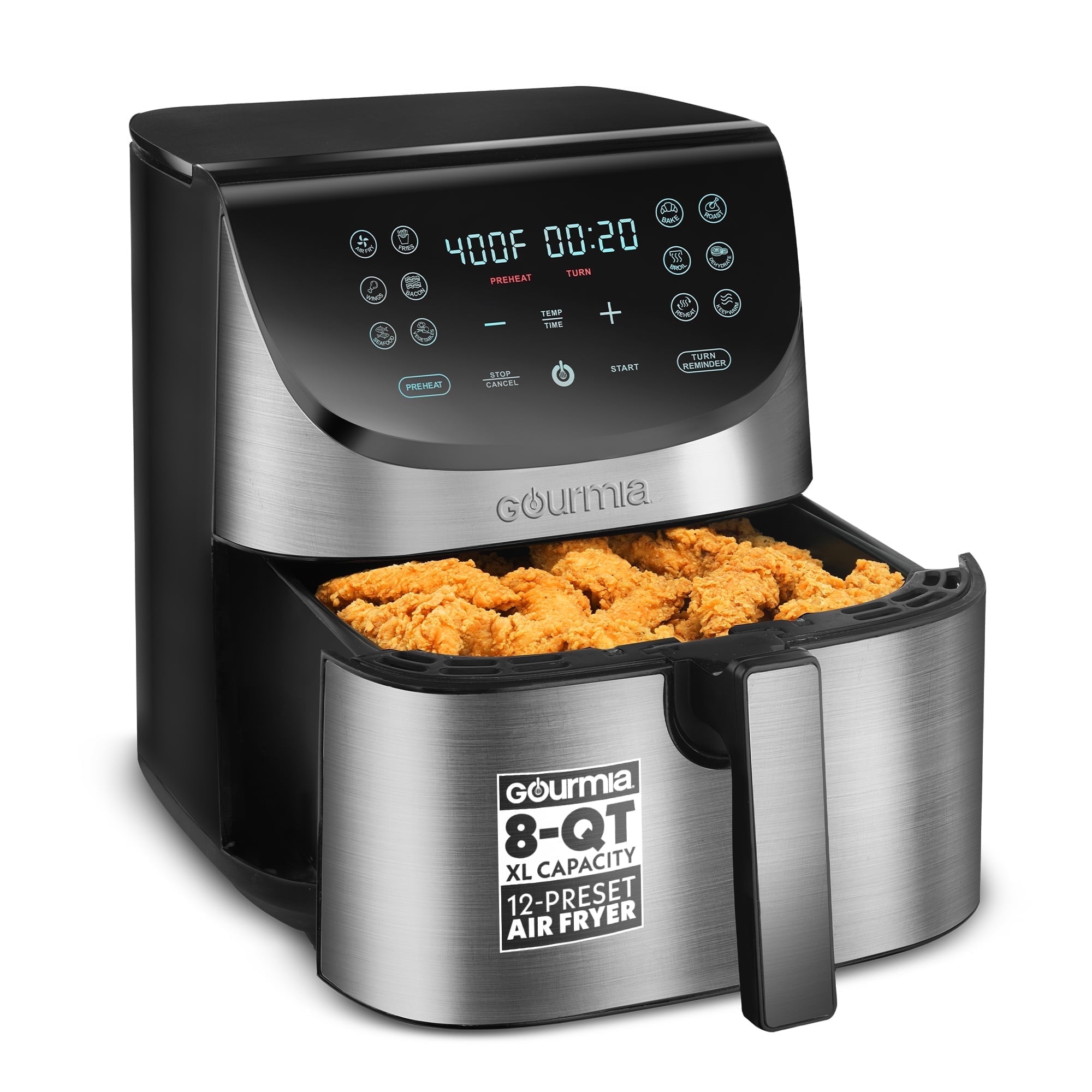 キッチン家電 GOURMIA DIGITL AIR FRYER Black Silver Gourmia 10-Qt. Dual Basket Digital Air Fryer with Smart