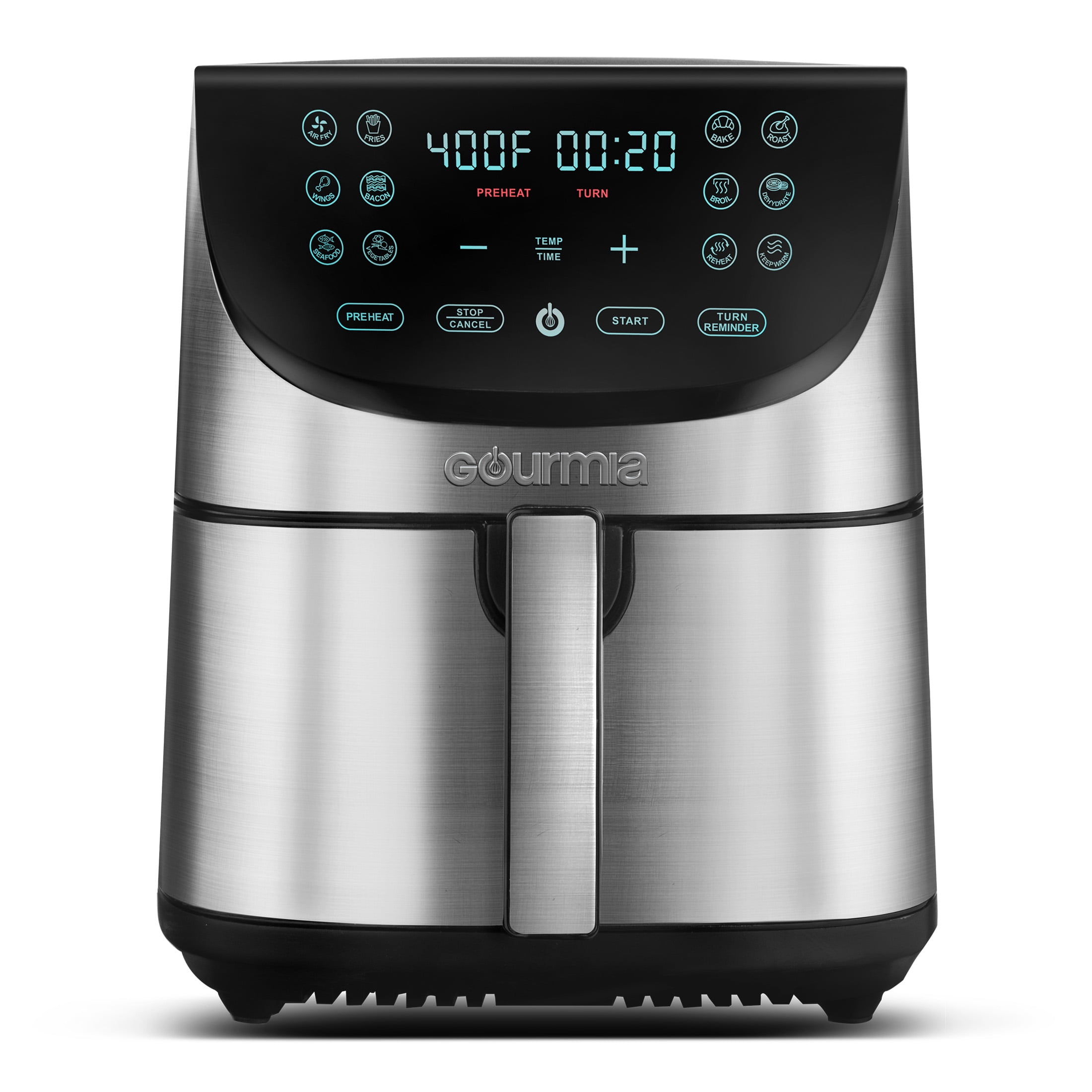 Gourmia 8 Qt Digital Air Fryer With 12-One Touch Presets, Stainless ...