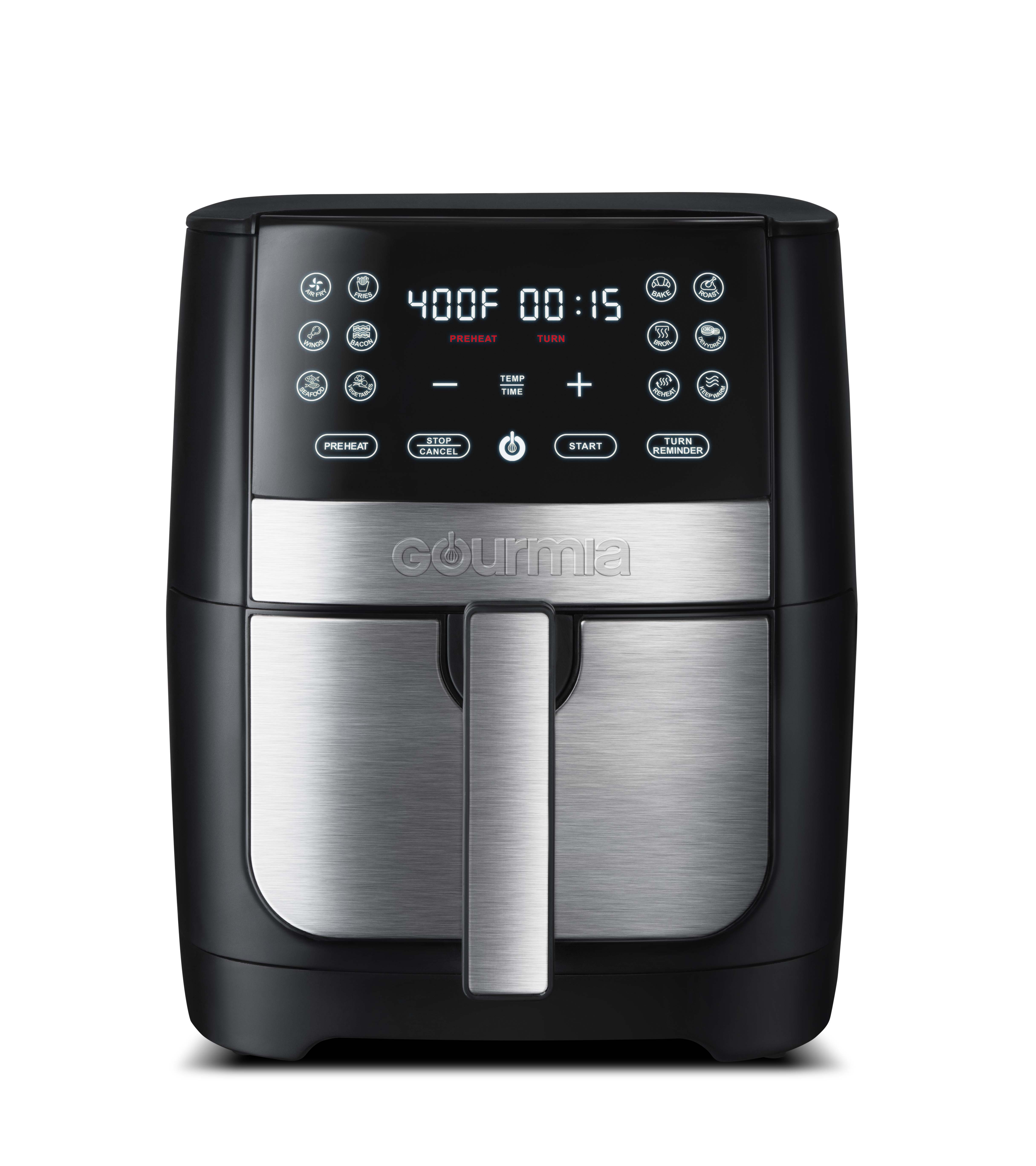 Gourmia 8 Qt Digital Air Fryer with FryForce 360 and Guided Cooking, Black/Stainless Steel, GAF826, 14.82 H, New - image 1 of 3