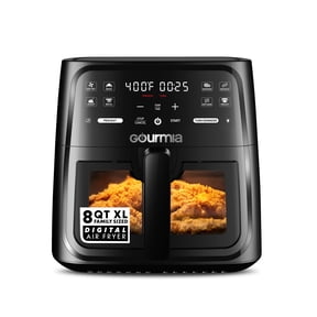 Gourmia 8 Qt Air Fryer, 8 Presets with Digital Display, FryForce 360° Technology, Easy View Window & Interior Light, Dishwasher Safe Basket, Black