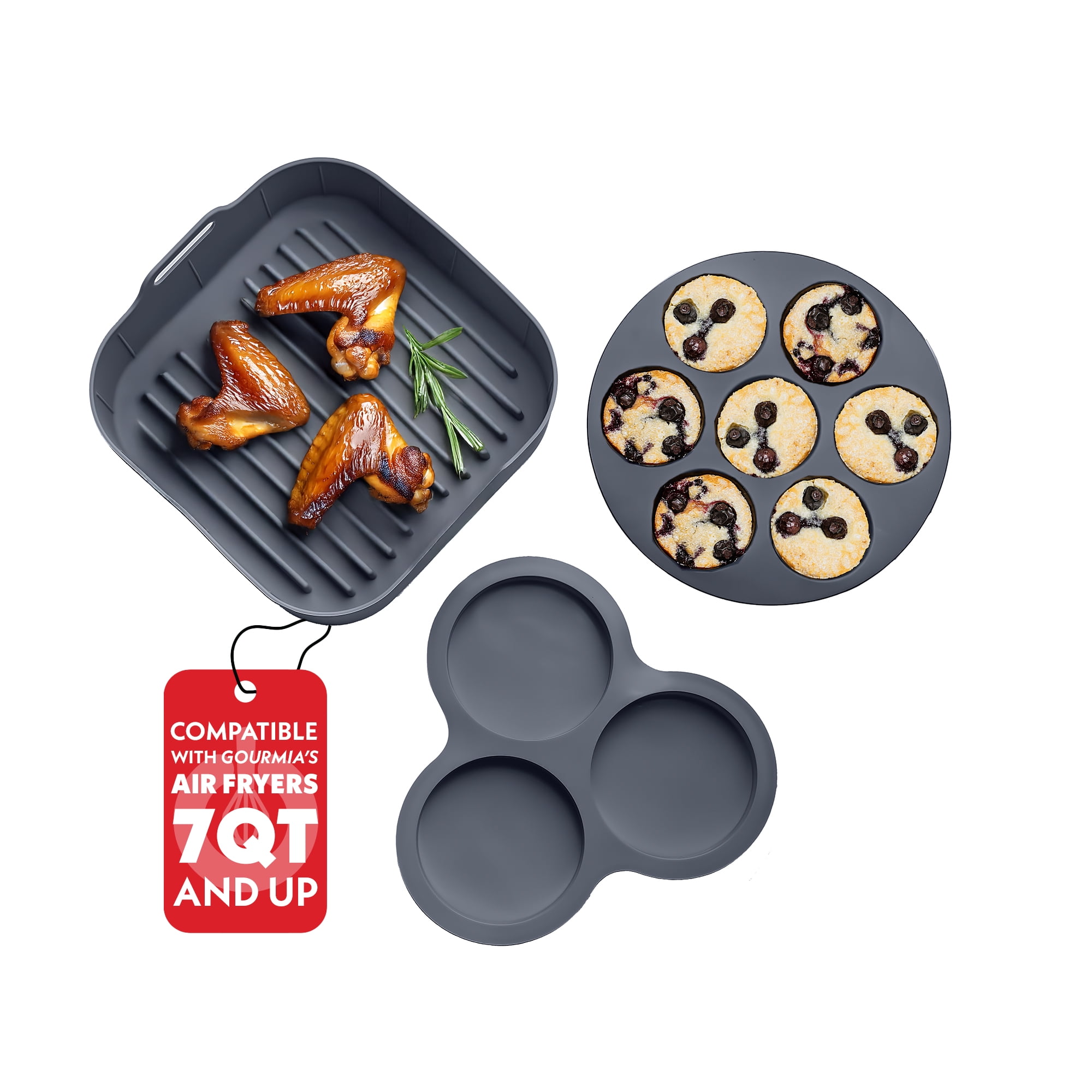 Panier Silicone Cecofry 3PCS Moule Silicone Air Fryer Pour Cecotec Cecofry Dual 9000 - Accessoires Réutilisables 9L + 2x4.5L