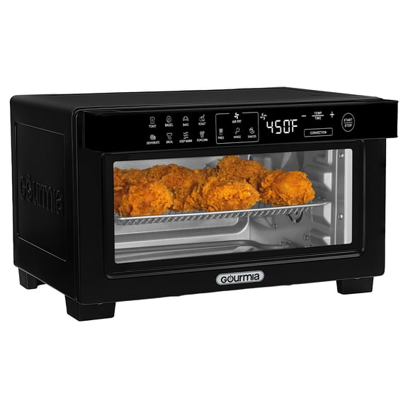 Gourmia 4-Slice Air Fryer Toaster Oven — Digital Countertop Oven with 12 Presets, Stainless Black
