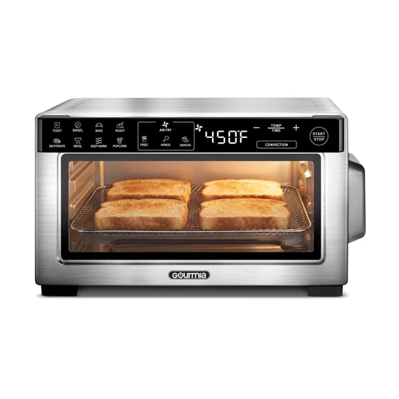 Gourmia 4-Slice Air Fryer Toaster Oven — Digital Countertop Oven with 12 Presets, Stainless Steel