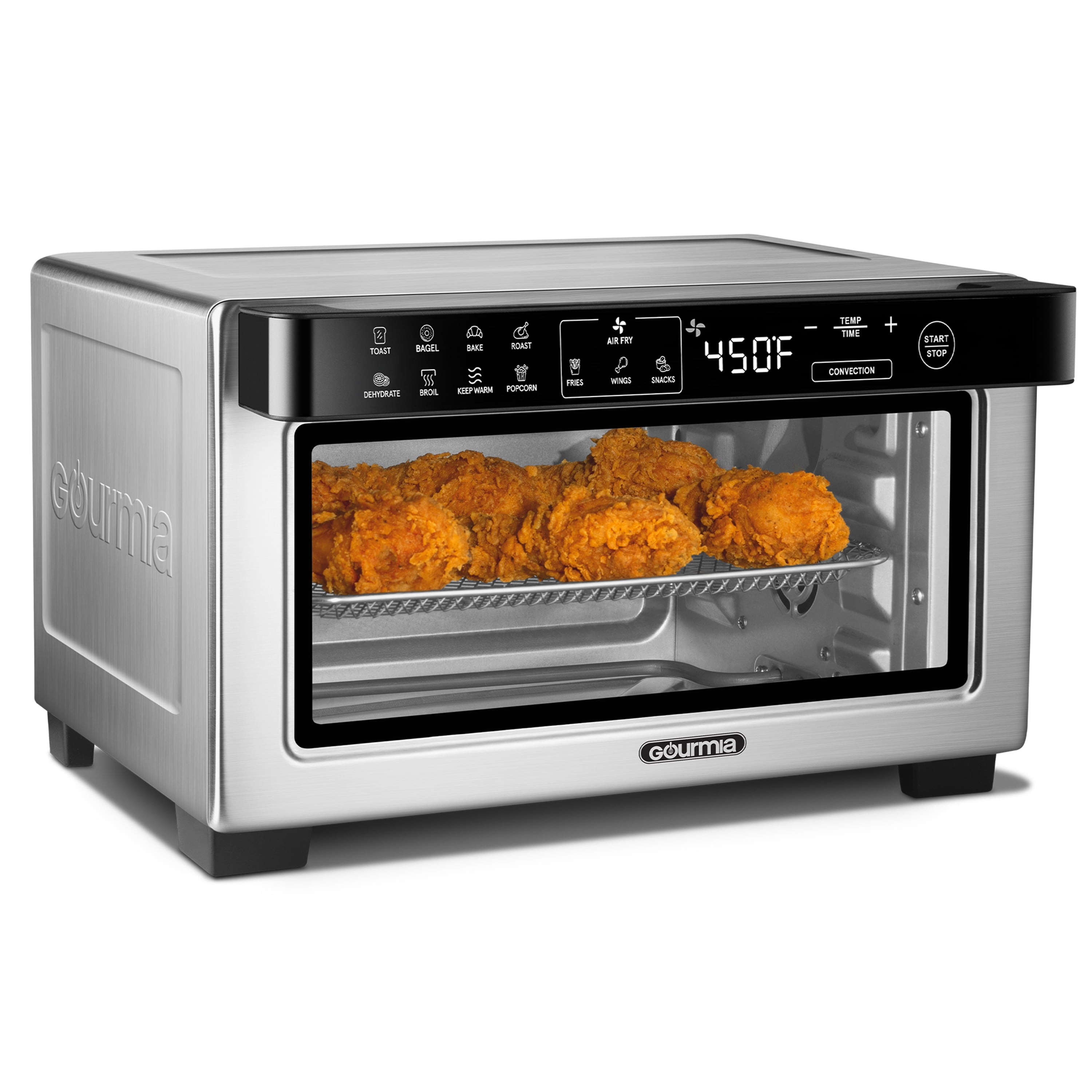 Gourmia 4-Slice Air Fryer Toaster Oven — Digital Countertop Oven with 12 Presets, Stainless Steel