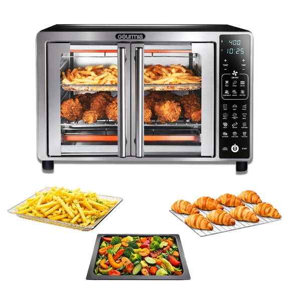 Gourmia Digital Air Fryer Toaster Oven with Single-Pull French Doors, New