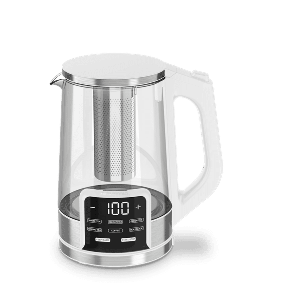 Gourmia Electric Kettle 1.7L with 6 Presets, Digital Display, and Tea Infuser, White