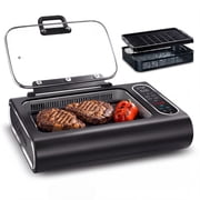 Gourmia 6 Qt Smokeless Indoor Grill & Air Fryer, 5-in-1 FoodStation, Black