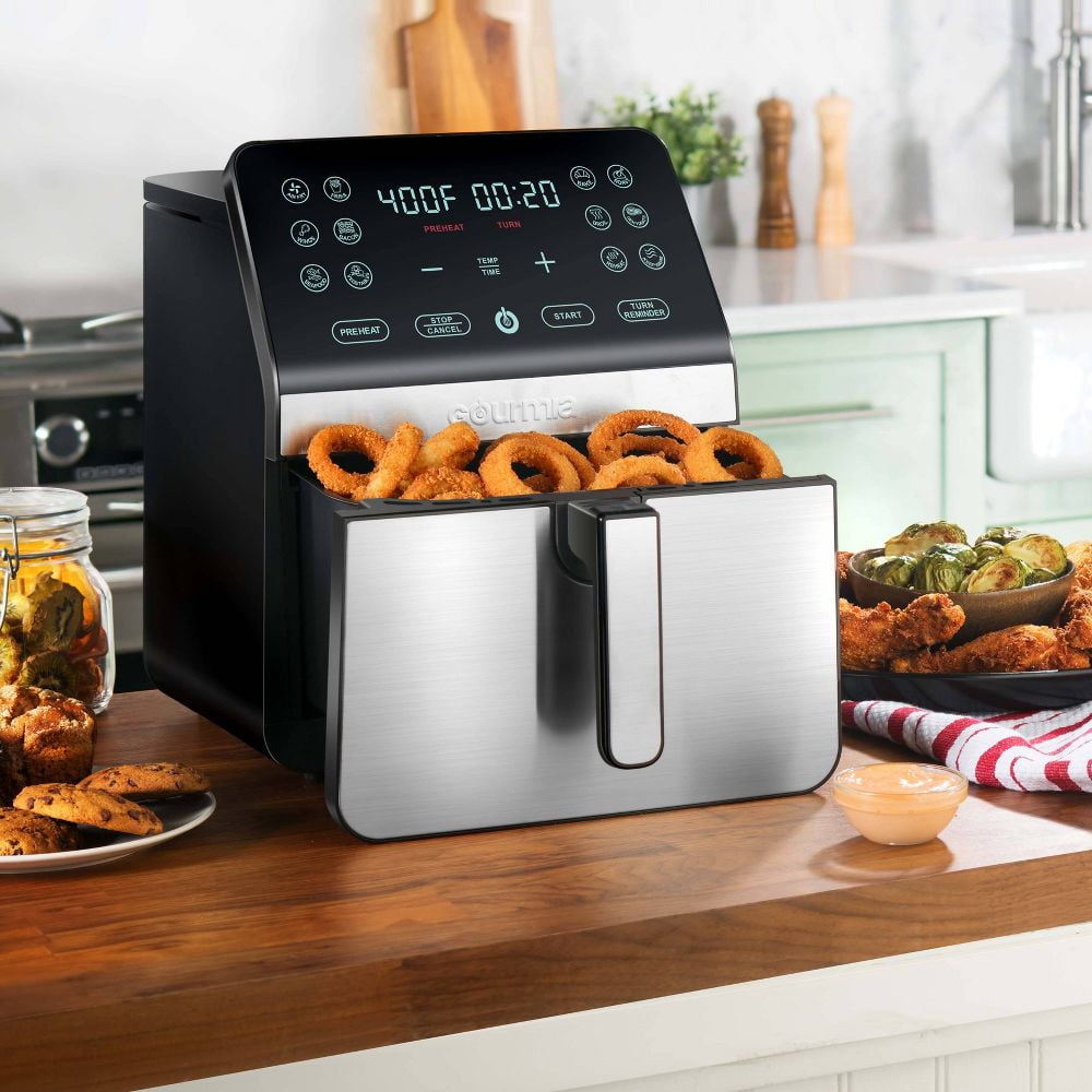 Gourmia Air Fryer Oven Digital Display 8 Quart Large AirFryer Cooker 12  Touch Cooking Presets, XL Air Fryer Basket 1700w Power Multifunction GAF838
