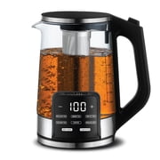 Gourmia 1.7L Programable Glass Kettle with Touch Display, Infuser, Black