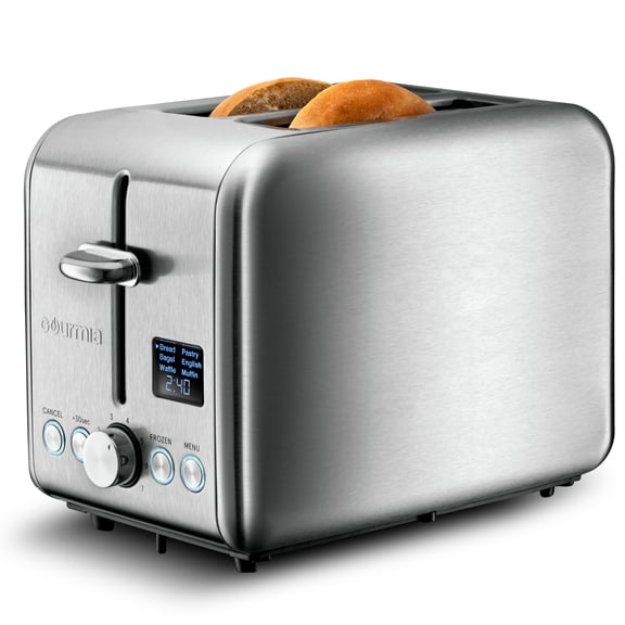 Gourmia Digital Toaster 2-Slice LED Display, 5 Toast Functions, 7 Shade Settings