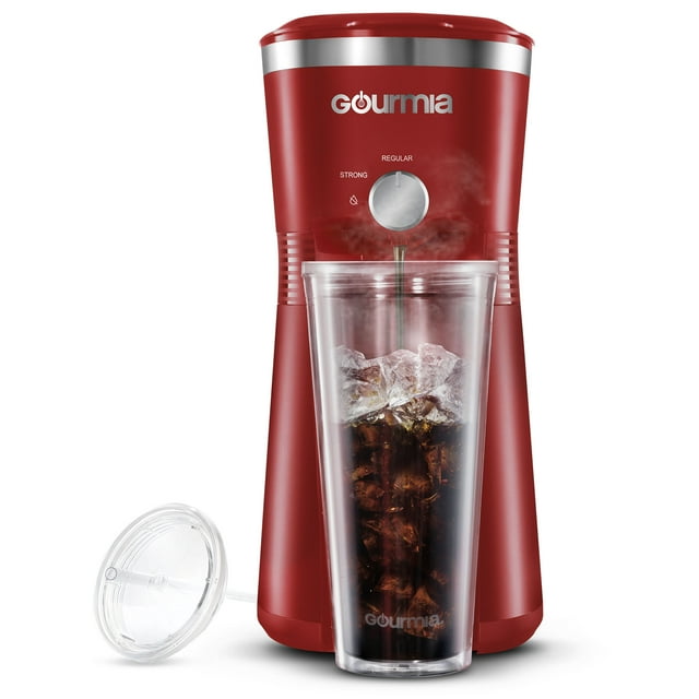 Gourmia Hot & Cold Iced Coffee Maker with Travel 25 fl oz. Reusable