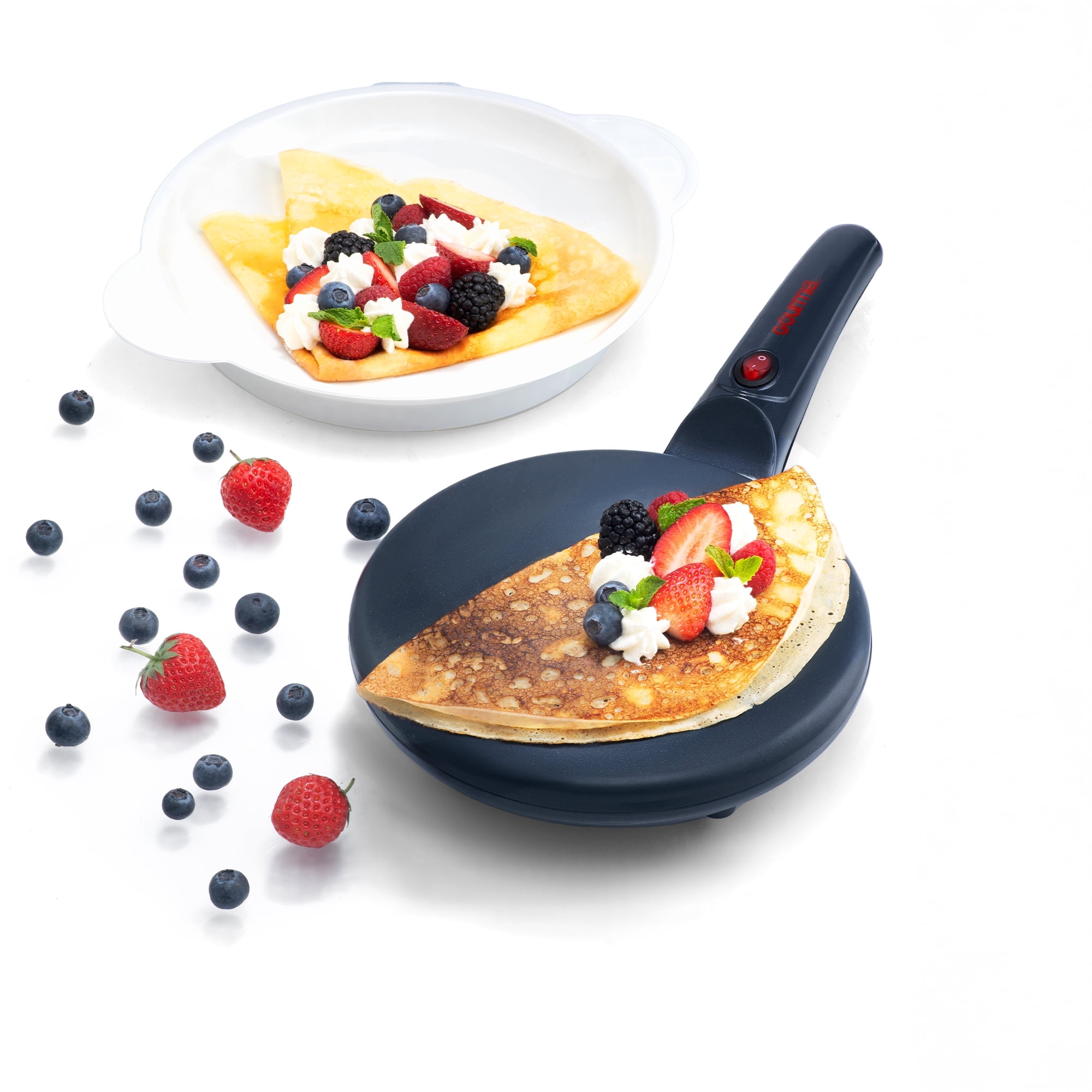 Gourmia 8” Crepe Maker with Nonstick Plate, Cool-Touch Handle, Simple One-Touch Operation, Black