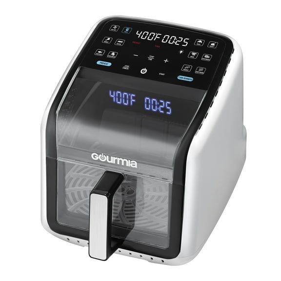 Gourmia Panorama 7-QT Digital Air Fryer with Panoramic View, Holographic Display, & 12 Presets, White