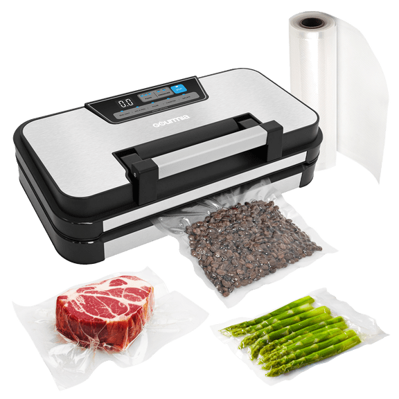 Gourmia Vacuum Sealer, 10-in-1 Functions, Cutter, Roll Storage, Dry/Moist Mode