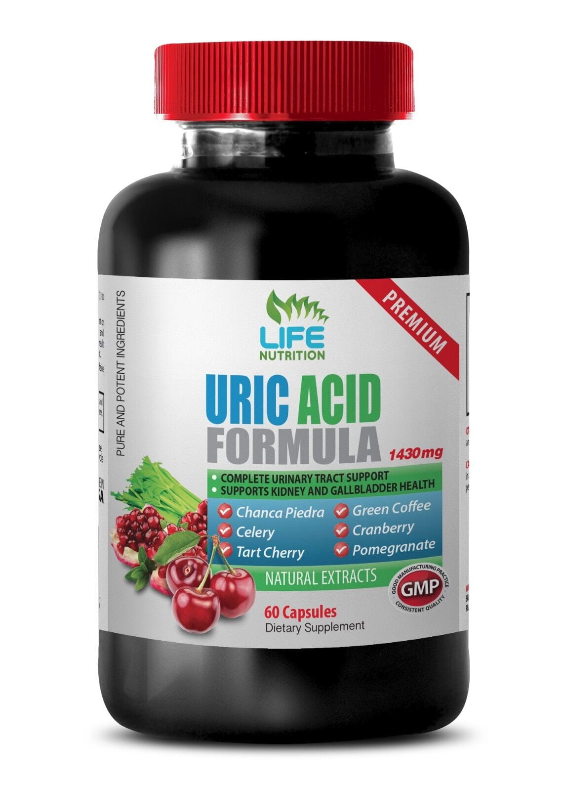 Gout Relief Capsules - Uric Acid Formula 1430mg - 60 Capsules