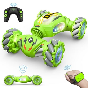 Goutoday Remote Control Car,2.4GHz 4WD Gesture Sensing RC Stunt Car,LED Lights & Sounds Green