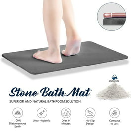 Stone Bath Mat, Diatomaceous Earth Bath Mat Wrapped in Silicone Webbing,  Non-Slip Super Absorbent Quick Dry Shower Floor Mat, Suitable for Bathroom