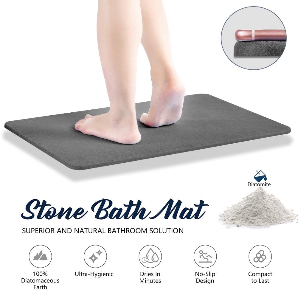 Goutoday Stone Bath Mat Diatomaceous Earth Bath Mat Quick Drying Bathroom Mat 24 15