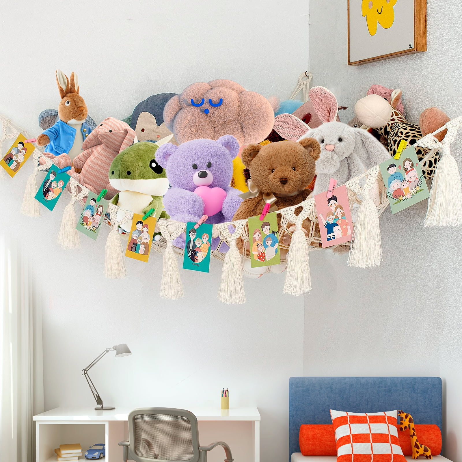 Goutoday Stuffed Animal Net, Toy Hammock Storage, Plush Corner Hanging  Organizer, White, 1 Pack