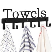 Goutoports Bathroom Towel Rack Wall Mount Towel Holder Metal 6 Hooks - Towel Rack Song Typeface