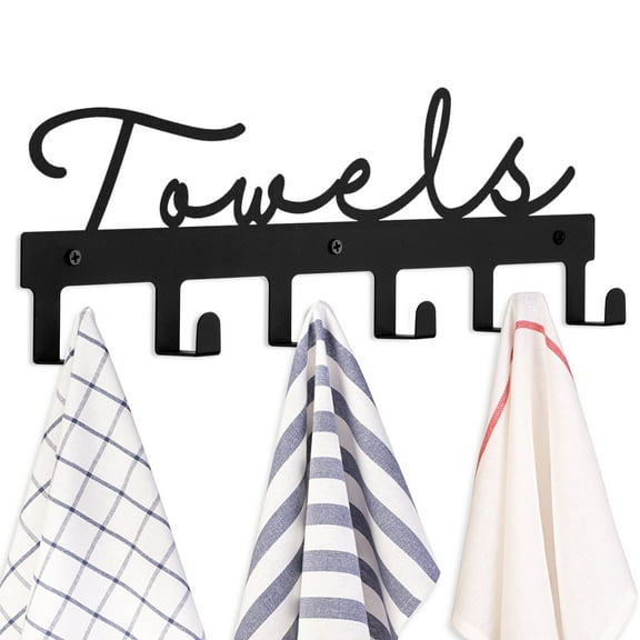 Goutoports Bathroom Towel Rack Wall Mount 6 Hooks Rustproof and Waterproof -Towel Rack Waves Font