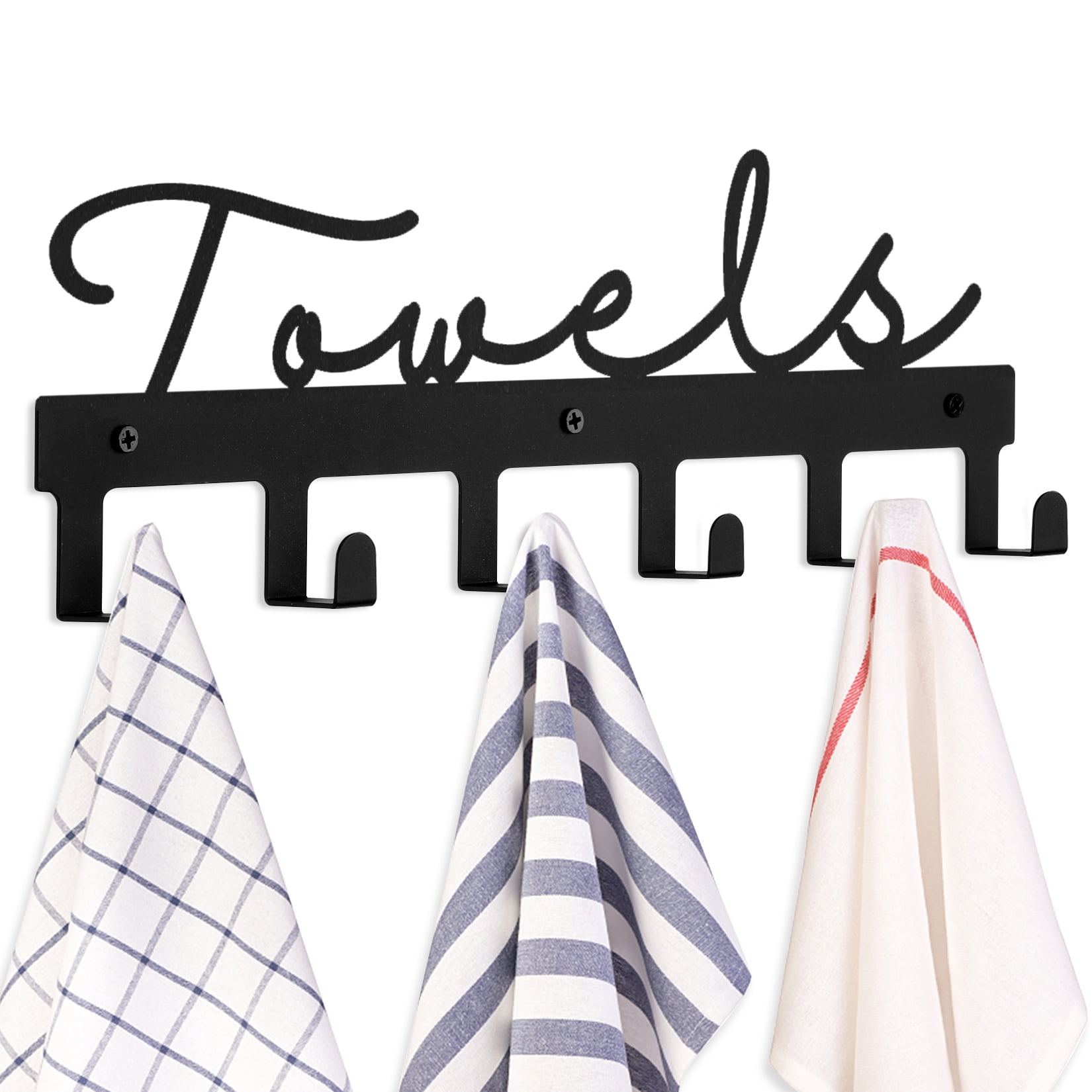 Goutoports Bathroom Towel Rack Wall Mount Towel Holder Metal 6 Hooks ...