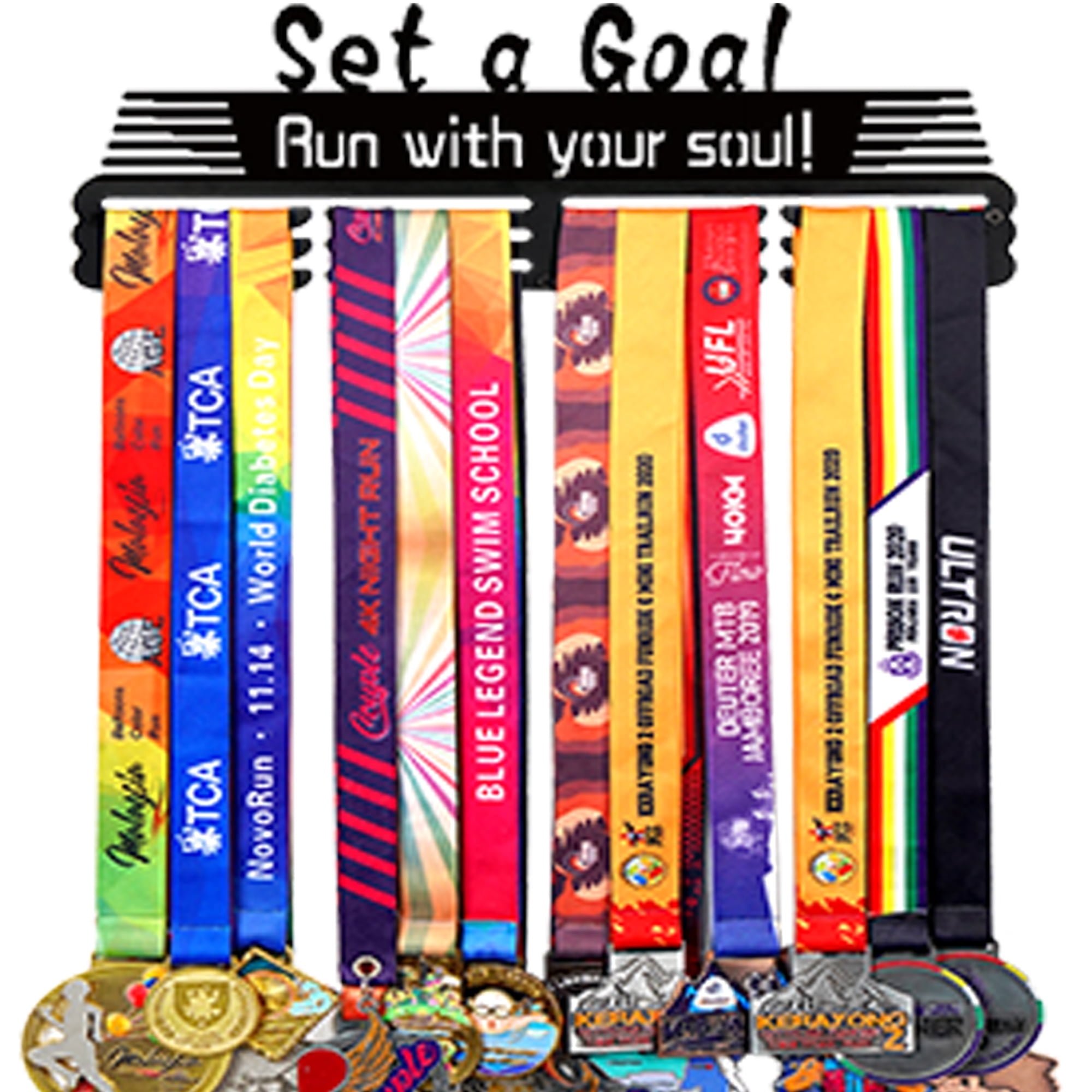 Runner Medal Rack Goutoports Medal Wall Display Holder for Runners – Durable Steel Medal ...